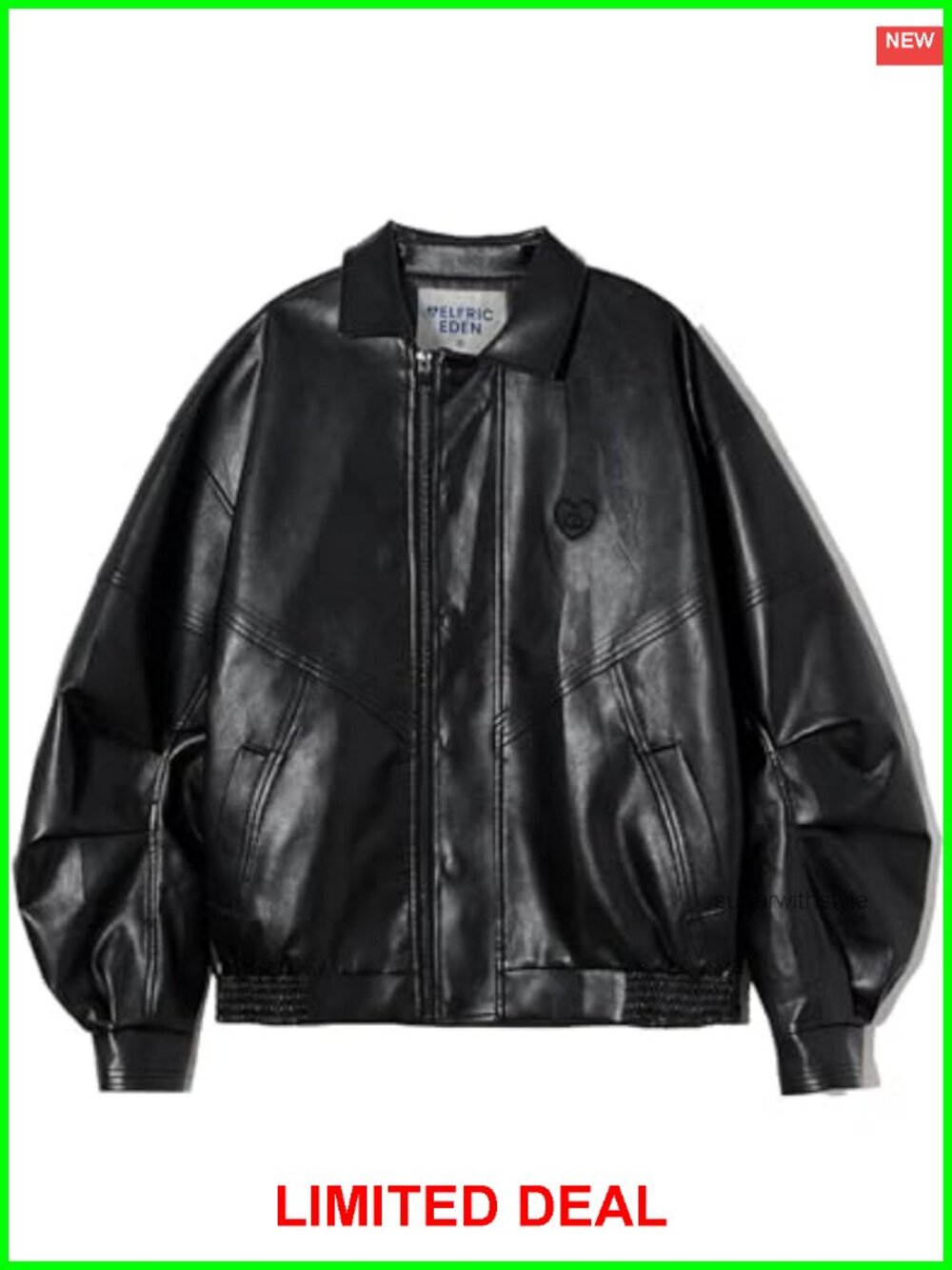 Faux Leather Oversized Moto Biker Bomber Jacket Y2K Streetwear